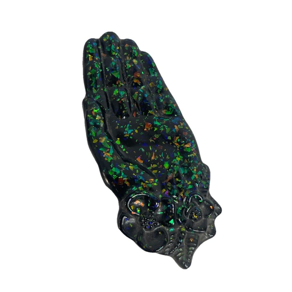 Resin Black Glitter Hand Figurine 5"witchy Goth Core